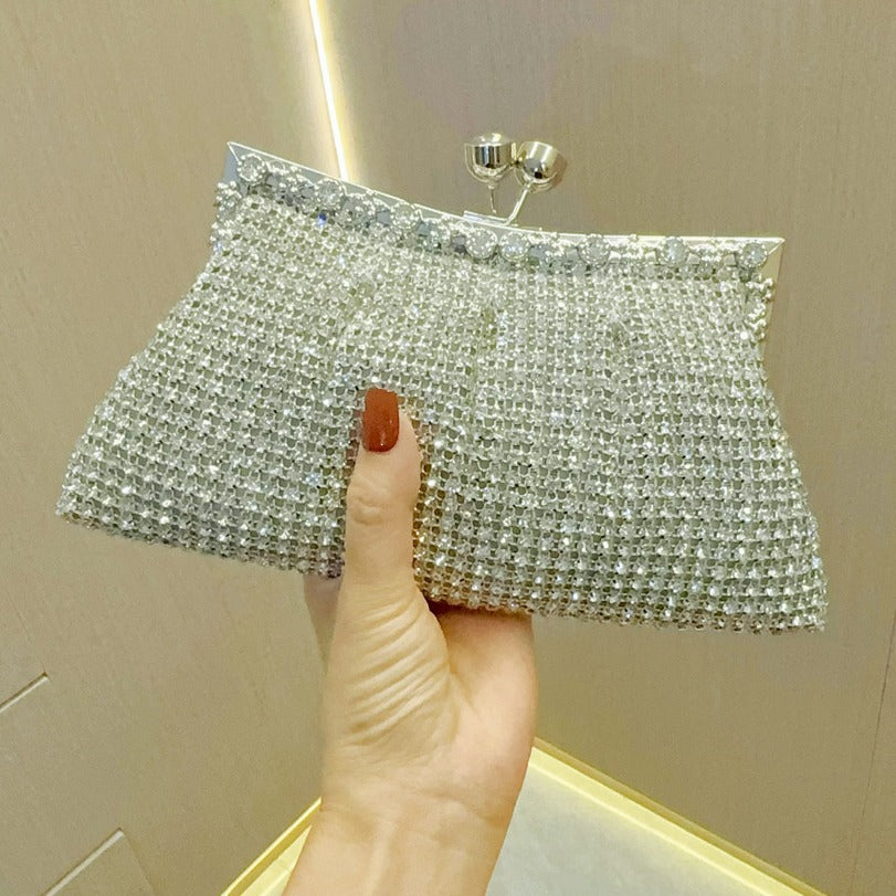 Luxury Rhinestone Dinner Bag Sparkling Celebrity Handbag Bridal Wedding Bag with Dress Bag Diamond Banquet Handbag