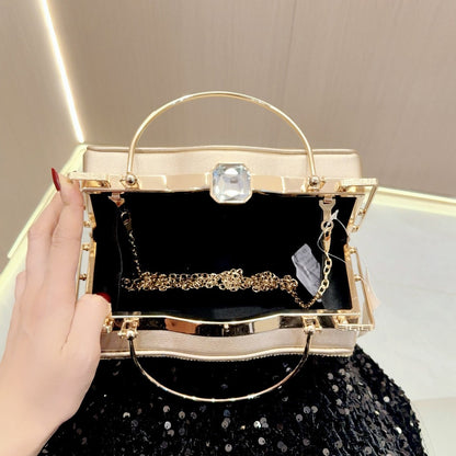 New New 2025 diamond-encrusted handbag simple fashion dress bag banquet bag dinner bag shoulder bag oblique span bag