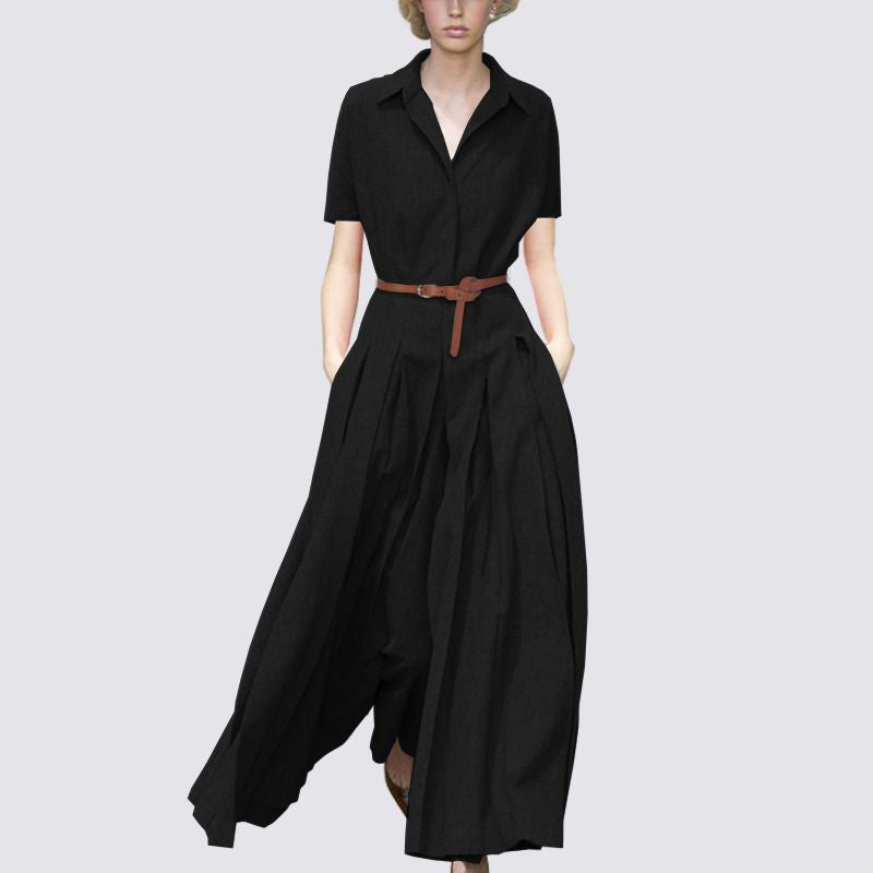 lovwvol barn jacket outfits Super Long Shirt Dress for Women Spring and Autumn Long Pleated Large Swing Dress Fashionable Trendy Waist-Tight to Ankle Dress