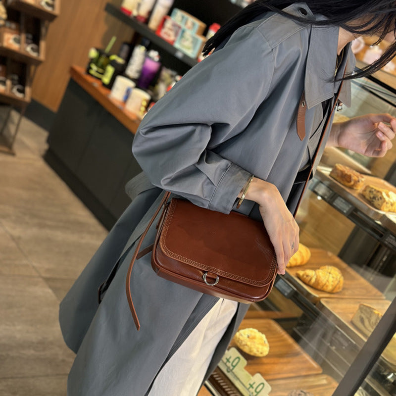 2025 Factory direct sales  spring and summer new first-layer vegetable tanned cowhide simple temperament versatile single shoulder leather women's bag