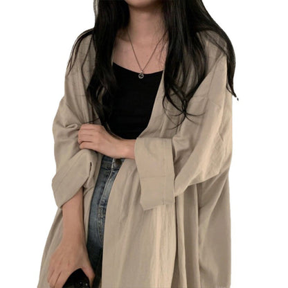 lovwvol men’s fashion Summer Korean Style Loose Long-Sleeved Cardigan Coat Women's Shirt Women's Solid Color Thin Windbreaker Women's Clothing