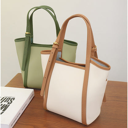 2025 spring and summer new women's bags, genuine leather tote bags, women's versatile vegetable baskets, bucket bags, portable shoulder underarm bags