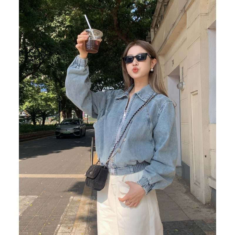 lovwvol 90s streetwear Korean Style Wash Denim Coat Four Seasons All-Match Tannin Jacket Coat