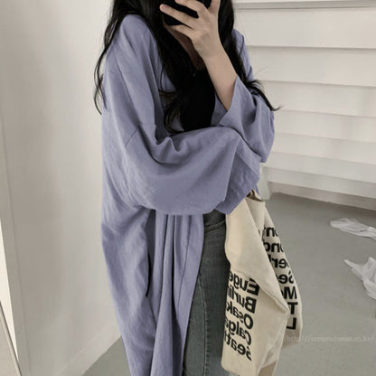 lovwvol men’s fashion Summer Korean Style Loose Long-Sleeved Cardigan Coat Women's Shirt Women's Solid Color Thin Windbreaker Women's Clothing