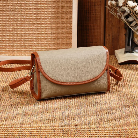 2025 Internet celebrity popular bag new small square bag fashion Popular style contrast color niche style light luxury very leather oblique span bag women