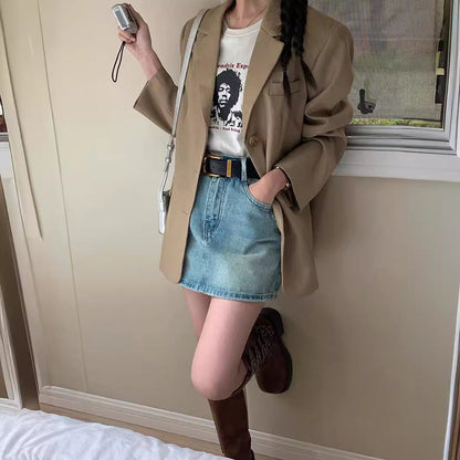 lovwvol frat boy outfits Suit Jacket Female Wei Song Spring New Korean Style Early Spring Suit Top Loose Retro All-Match Cardigan