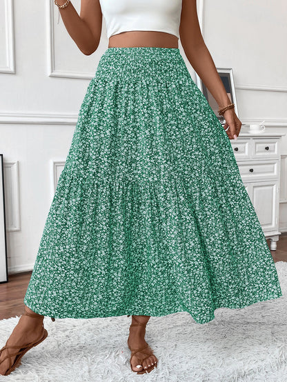 lovwvol summer outfits inspo Small Floral Three-Layer Stitching Long Skirt High-Grade Women's A- line Skirt