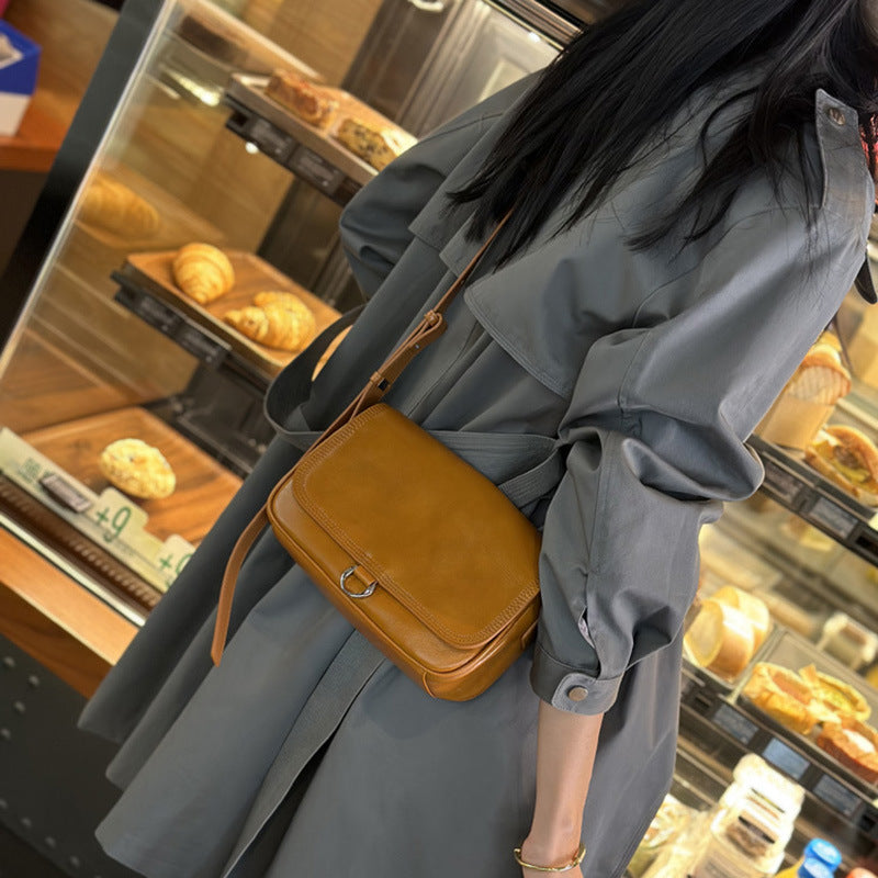 2025 Factory direct sales  spring and summer new first-layer vegetable tanned cowhide simple temperament versatile single shoulder leather women's bag