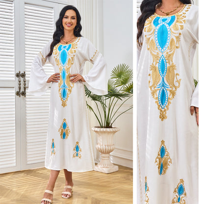 popular Summer New Hot Trade Clothing Muslim Women's Clothing Casual Commuter Malaysia Embroidered Robe Dress