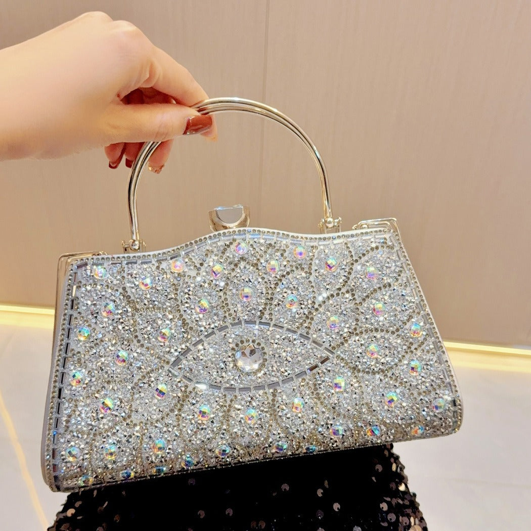 New New 2025 retro diamond-encrusted handbag hand bag fashion banquet bag dinner bag shoulder bag oblique span bag