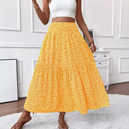 lovwvol summer outfits inspo Small Floral Three-Layer Stitching Long Skirt High-Grade Women's A- line Skirt