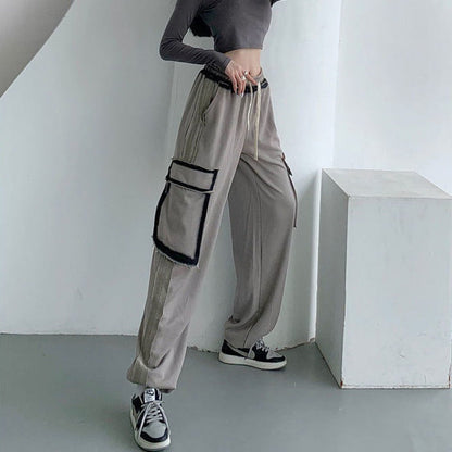 lovwvol going out outfits Spring and Autumn American Gray Sweatpants New Fashion Ankle-Tied Casual Sports Pants Loose Straight Wide-Leg Overalls