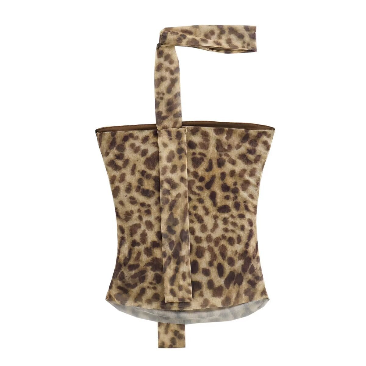 lovwvol halter tops Summer New Leopard Print Sexy Hanging Neck Tube Top Slim Slimming Vest B88703