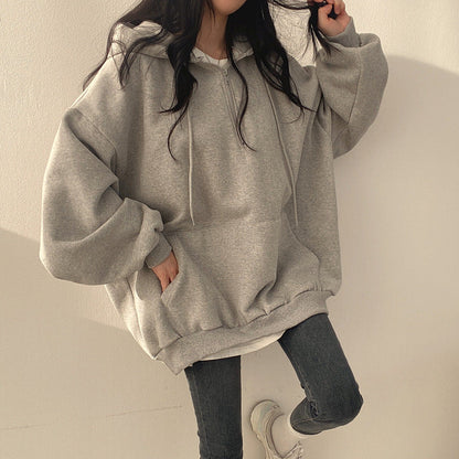 lovwvol harajuku fashion dress to impress Pullover Zipper Hooded Sweater for Women Ins Long Student Loose Spring, Autumn and Winter Fleece-lined Korean Style Thin