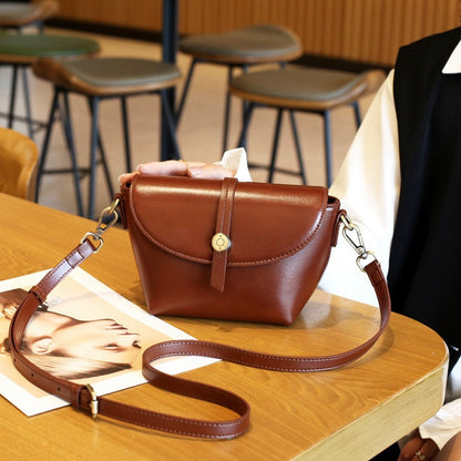 2025 summer new fashion high-end leather women's bag first layer cowhide small bag vegetable tanned leather body shoulder bag bag