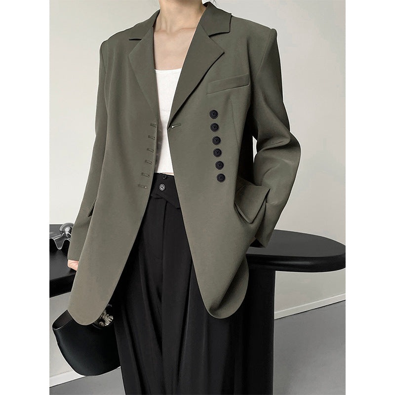 lovwvol suit Taochuan Designer High-Grade Buckle Long-Sleeved Suit Loose Casual Top Women's Niche Suit Jacket Autumn 2125