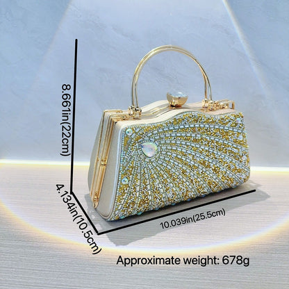 New New 2025 diamond-encrusted handbag simple fashion dress bag banquet bag dinner bag shoulder bag oblique span bag