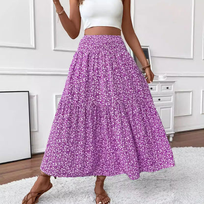 lovwvol summer outfits inspo Small Floral Three-Layer Stitching Long Skirt High-Grade Women's A- line Skirt