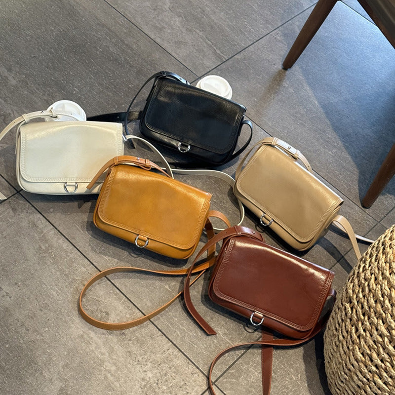 2025 Factory direct sales  spring and summer new first-layer vegetable tanned cowhide simple temperament versatile single shoulder leather women's bag