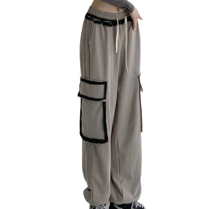 lovwvol going out outfits Spring and Autumn American Gray Sweatpants New Fashion Ankle-Tied Casual Sports Pants Loose Straight Wide-Leg Overalls