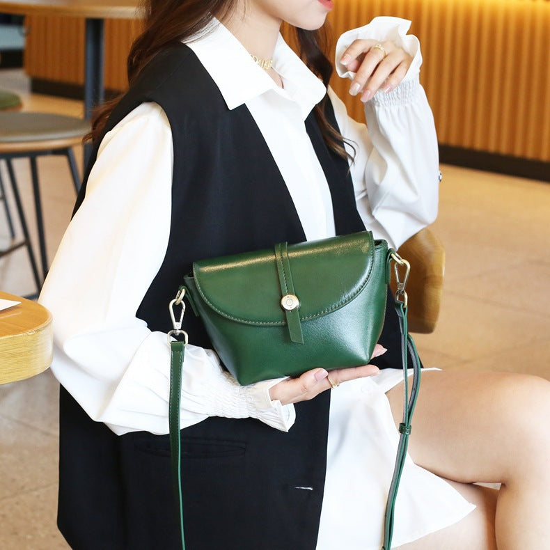 2025 summer new fashion high-end leather women's bag first layer cowhide small bag vegetable tanned leather body shoulder bag bag