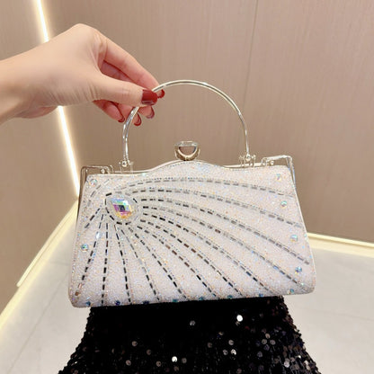 New New 2025 diamond-encrusted handbag simple fashion dress bag banquet bag dinner bag shoulder bag oblique span bag