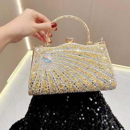 New New 2025 diamond-encrusted handbag simple fashion dress bag banquet bag dinner bag shoulder bag oblique span bag