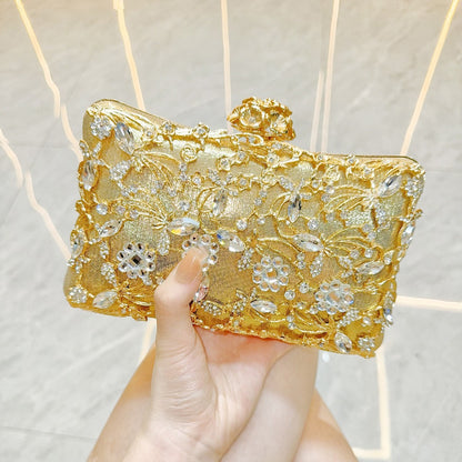 New New light luxury dinner bag clutch bag diamond-encrusted banquet clutch bag celebrity portable shoulder oblique span dress bag