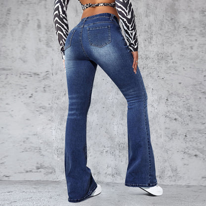 2025 Factory direct sales  spring and summer new  New washed jeans women's slim-fitting temperament slightly pulled trousers