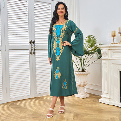 popular Summer New Hot Trade Clothing Muslim Women's Clothing Casual Commuter Malaysia Embroidered Robe Dress