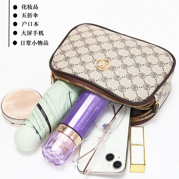 LUTAOTIE 2025 Cross-border mother mobile phone bag women's shoulder bag multi-layer printing round lightweight versatile small round bag Popular trade women's messenger bag