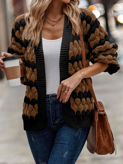 lovwvol sambas outfits New Autumn and Winter Women's Clothing Contrast Color Knitted Women's Cardigan Sweater