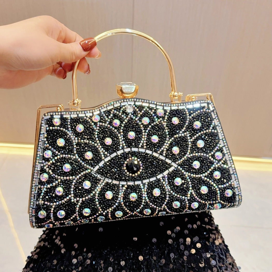 New New 2025 retro diamond-encrusted handbag hand bag fashion banquet bag dinner bag shoulder bag oblique span bag