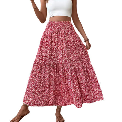 lovwvol summer outfits inspo Small Floral Three-Layer Stitching Long Skirt High-Grade Women's A- line Skirt