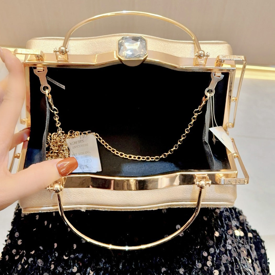 New New 2025 retro diamond-encrusted handbag hand bag fashion banquet bag dinner bag shoulder bag oblique span bag