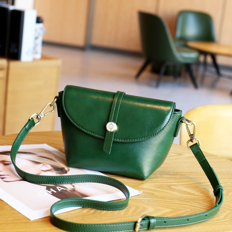 2025 summer new fashion high-end leather women's bag first layer cowhide small bag vegetable tanned leather body shoulder bag bag