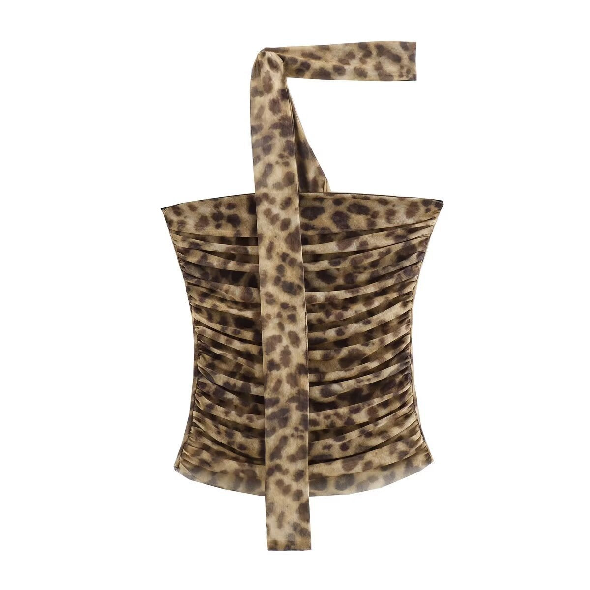 lovwvol halter tops Summer New Leopard Print Sexy Hanging Neck Tube Top Slim Slimming Vest B88703