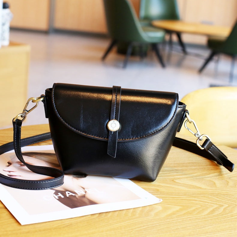 2025 summer new fashion high-end leather women's bag first layer cowhide small bag vegetable tanned leather body shoulder bag bag