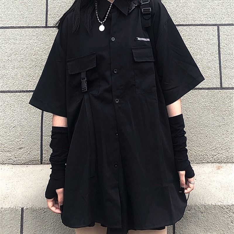 lovwvol grunge outfits Black Pleated Skirt Female Summer Student Skirt Uniform Skirt Hot Girl Tooling High Waist Word Skirt Fashion