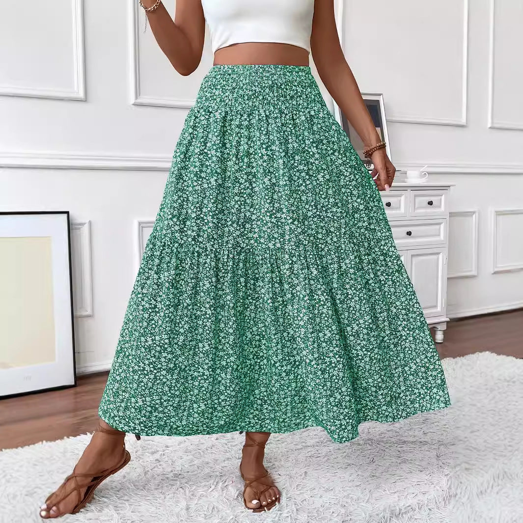 lovwvol summer outfits inspo Small Floral Three-Layer Stitching Long Skirt High-Grade Women's A- line Skirt