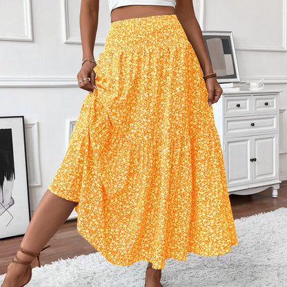 lovwvol summer outfits inspo Small Floral Three-Layer Stitching Long Skirt High-Grade Women's A- line Skirt