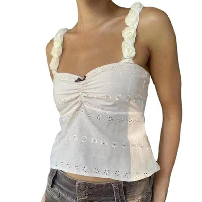 lovwvol summer outfits inspo New Age-Reducing Flower Small Sling Chest-Shaped Slim-Fit Short Vest