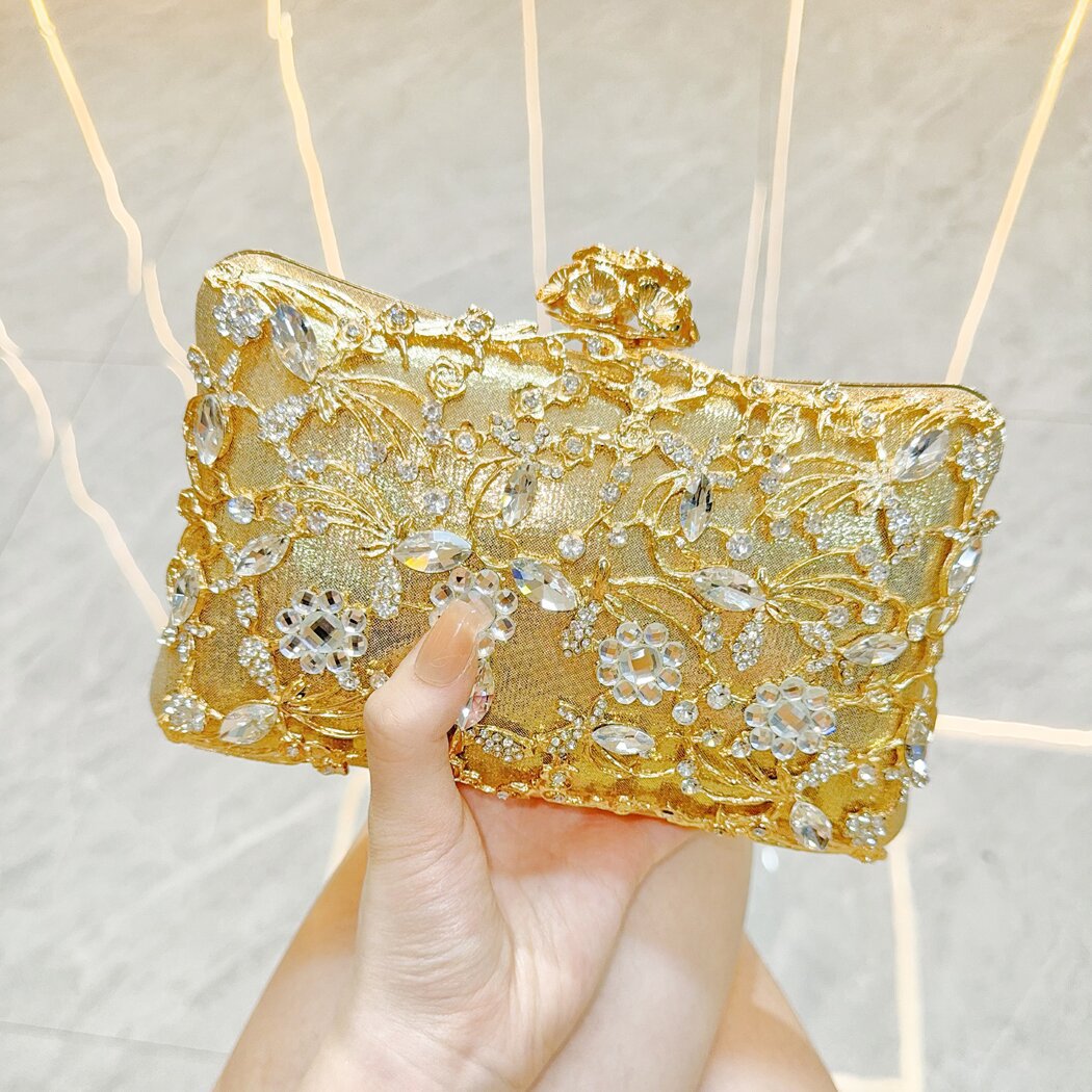 New New light luxury dinner bag clutch bag diamond-encrusted banquet clutch bag celebrity portable shoulder oblique span dress bag