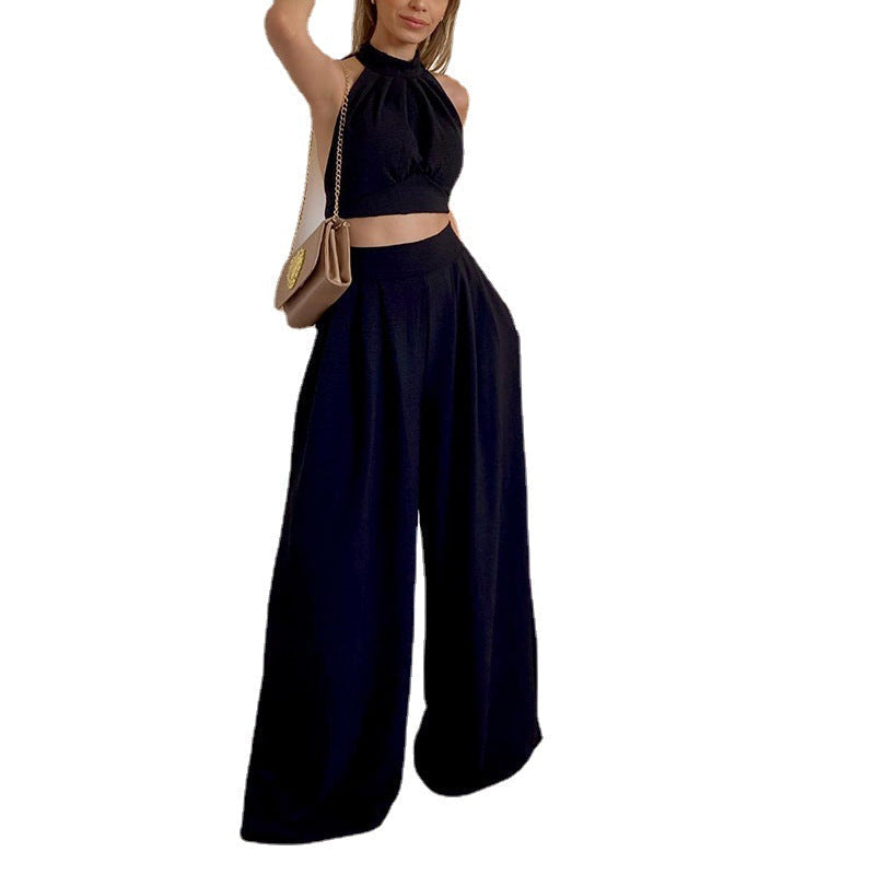 lovwvol outfit Fashion Casual Suit Halter Slim-Fit Elegant Chest-Wrapped High Waist Trousers Two-Piece Set for Women