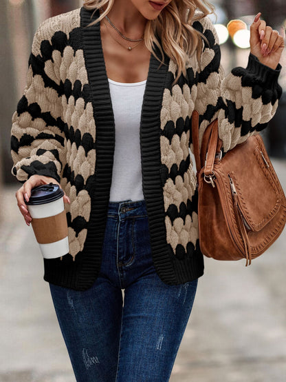 lovwvol sambas outfits New Autumn and Winter Women's Clothing Contrast Color Knitted Women's Cardigan Sweater