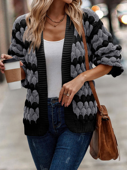 lovwvol sambas outfits New Autumn and Winter Women's Clothing Contrast Color Knitted Women's Cardigan Sweater