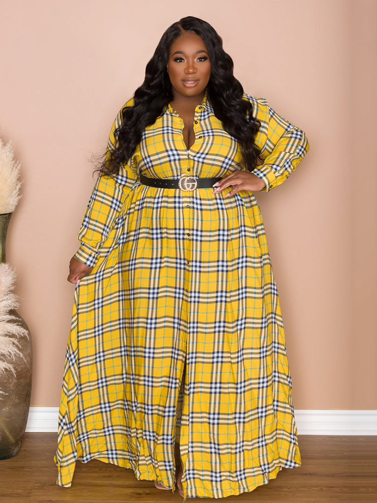 Plaid Belted Maxi Shirtdress