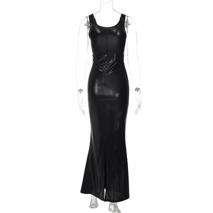 lovwvol Fashion Sleeveless Split Maxi Dress Elegant Outfits for Women Party Club Long U Neck Tank Dresses Bodycon Spring