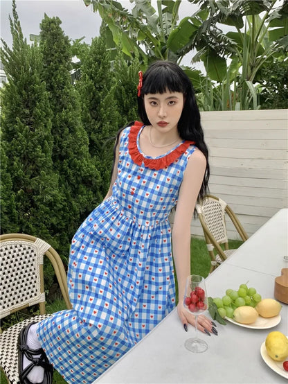 lovwvol French Robe Age Reduction American Vintage Y2k Dress Sweet Plaid Dresses Summer Female Fashion Vestidos Para Mujer