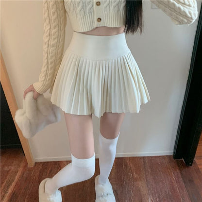 lovwvol Summer High Waist Skirts Womens Sexy Mini Skirts Vintage Pleated Skirt Korean Tennis Skirts Short White Black